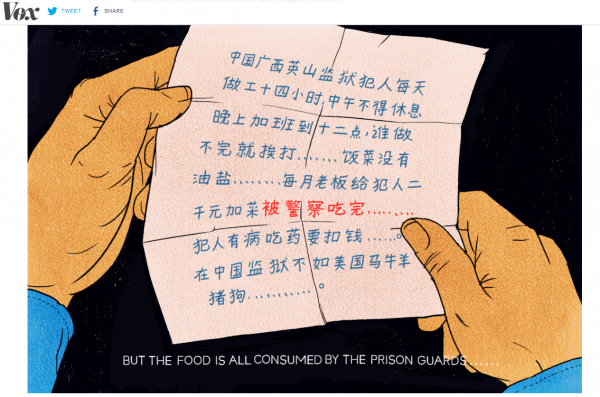 a Vox investigation of a letter purportedly sent from a Chinese prison.