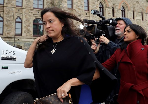 Former Canadian Justice Minister Jody Wilson-Raybould leaves West Block on Parliament Hill in Ottawa