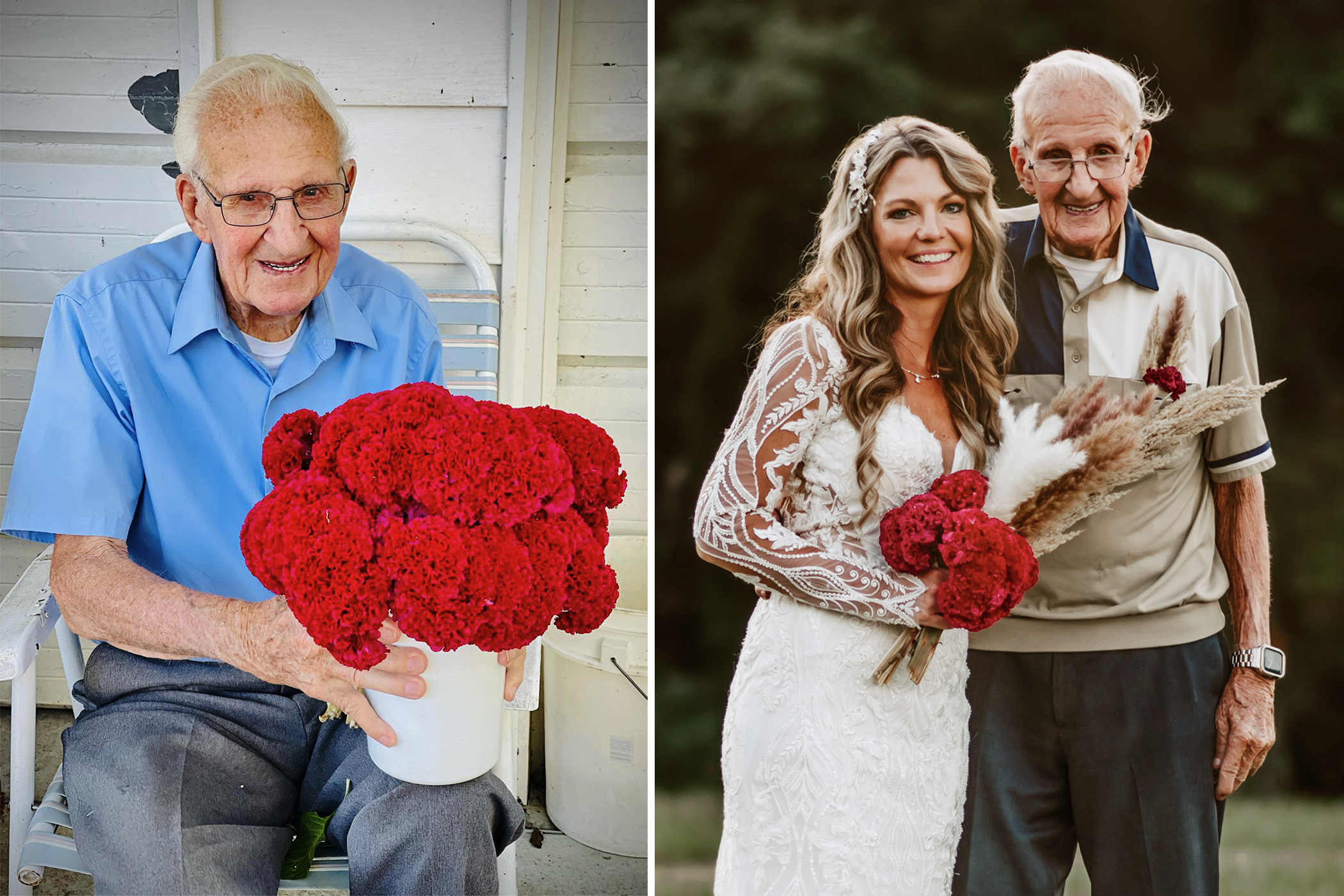 Grandpa, 94, Honors Treasured Memory by Growing and Picking Flowers for His Granddaughter’s Wedding