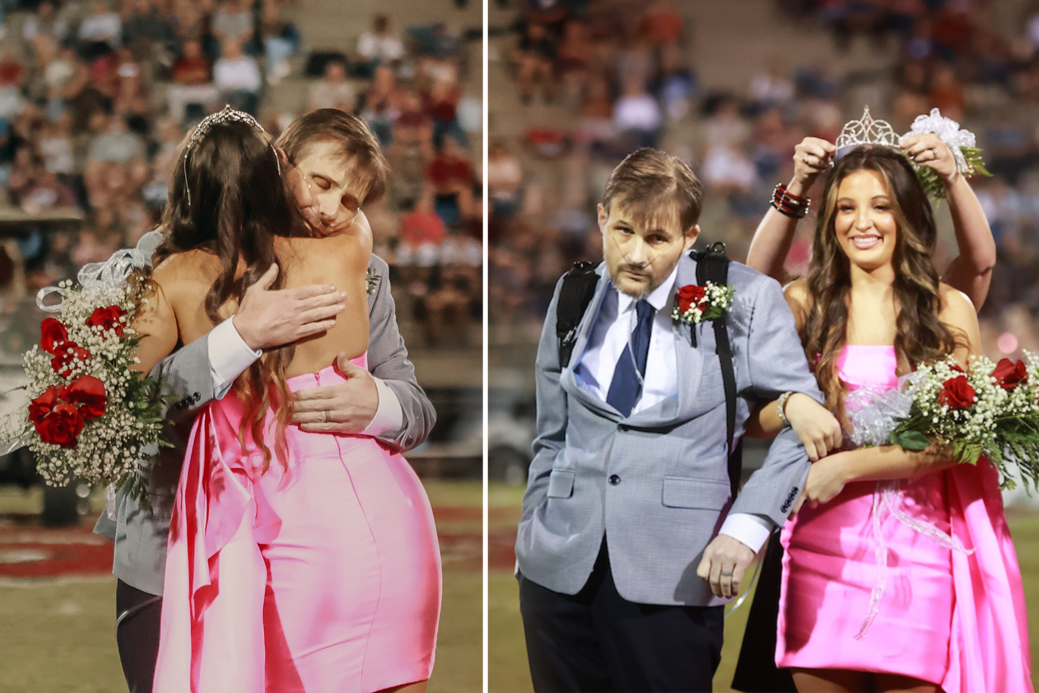 Frail Father Battling Cancer Walks His Daughter to Be Crowned Homecoming Queen