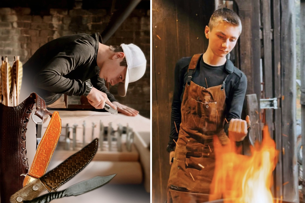 15-Year-Old Homeschooled Boy Showcases Incredible Talent in Woodworking, Bladesmithing, and Leatherworking (VIDEO)