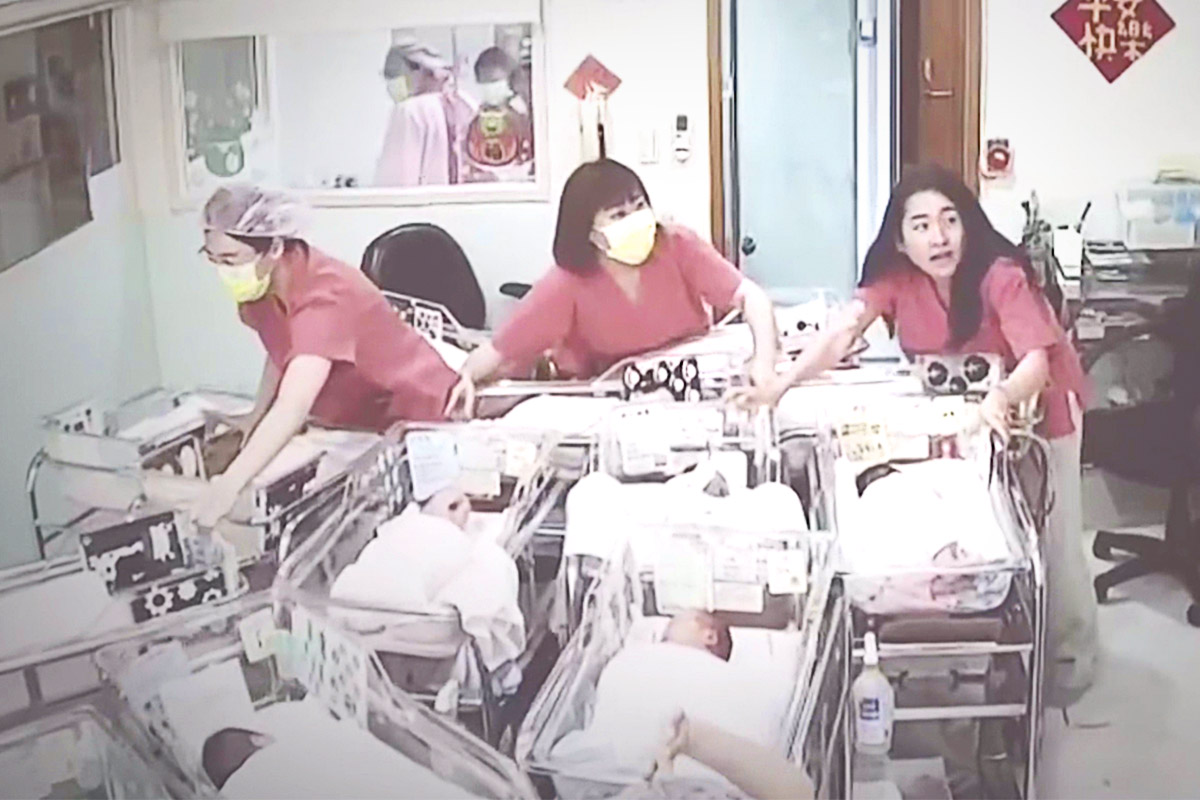 VIDEO: Maternity Nurses Scramble to Protect Newborns During Taiwan Quake—Heroically Stay in Hospital