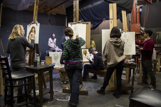 Students at the Grand Central Atelier in Queens, New York, on March 6, 2017. (Samira Bouaou/Epoch Times)