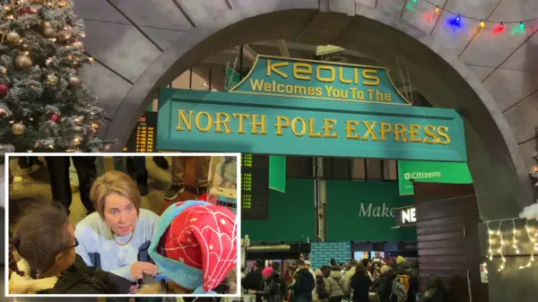 Massachusetts Governor Joins North Pole Express Christmas Ride in Boston