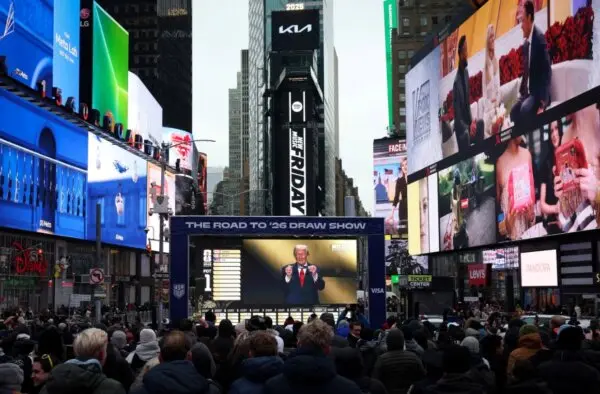View of Times Square in New York After Snow, Days Before New Year