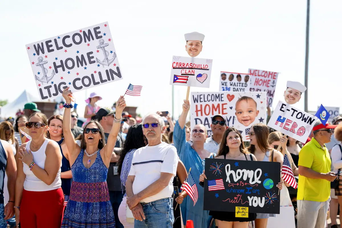 America in Photos: USS Iwo Jima Naval Homecoming, Belmont Stakes Horse Race, and Tiananmen Massacre Memorial